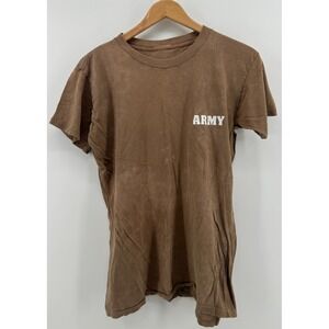 US Army PT T-Shirt Men's Brown CrewNeck Short Sleeve Military 90s Vintage
